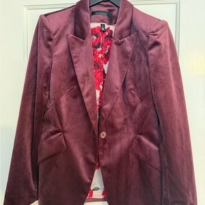 White House Black Market Deep Burgundy Velvet Blazer